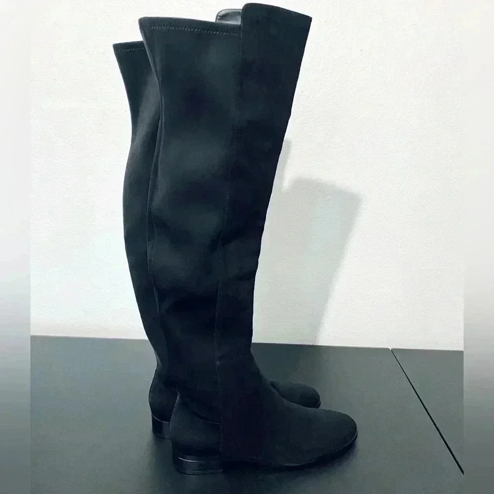 New J. Crew Over the Knee Boots Black Suede Size 9.5
